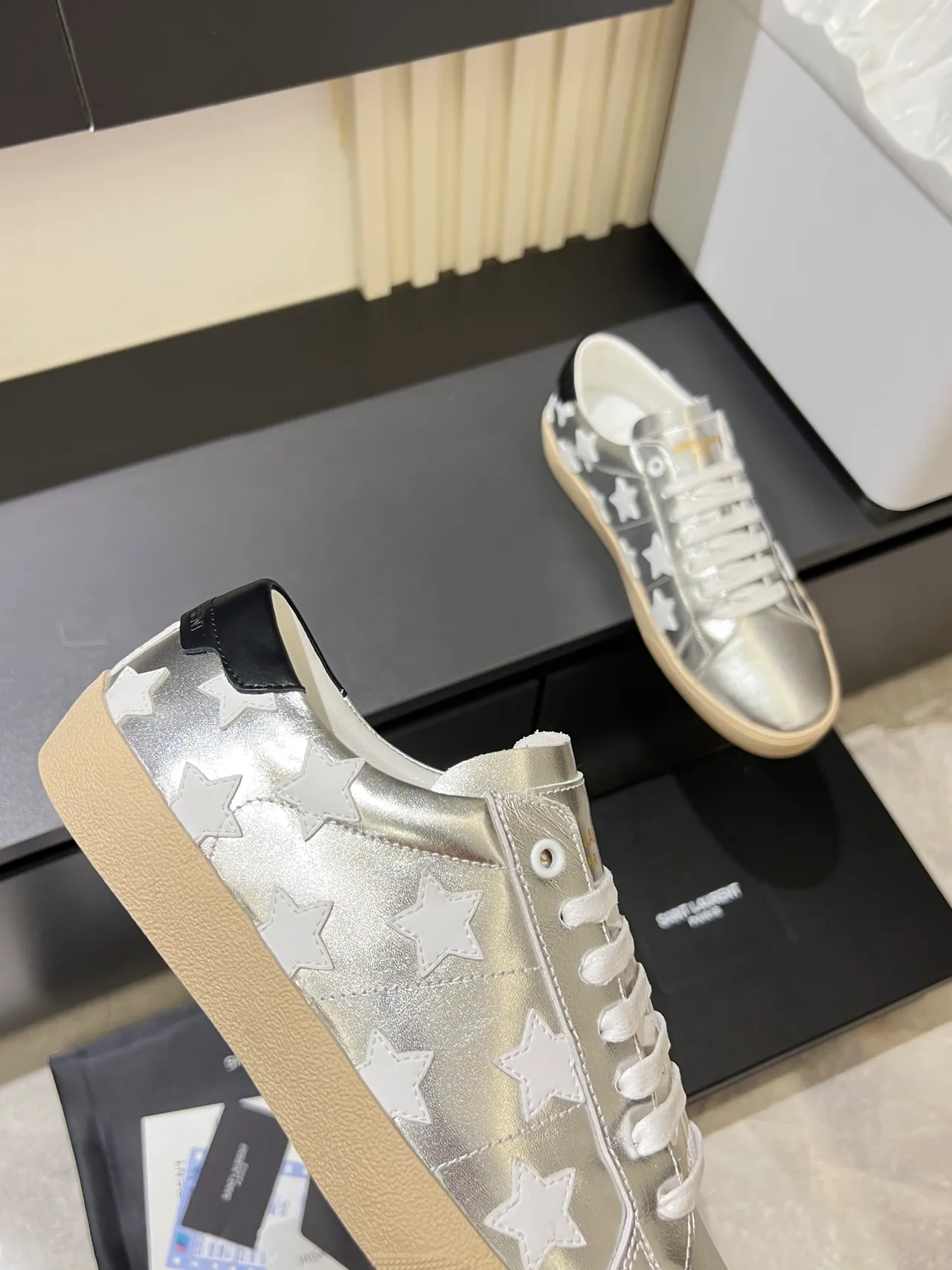 Metallic Silver Star Appliqué Lifestyle Sneakers 3