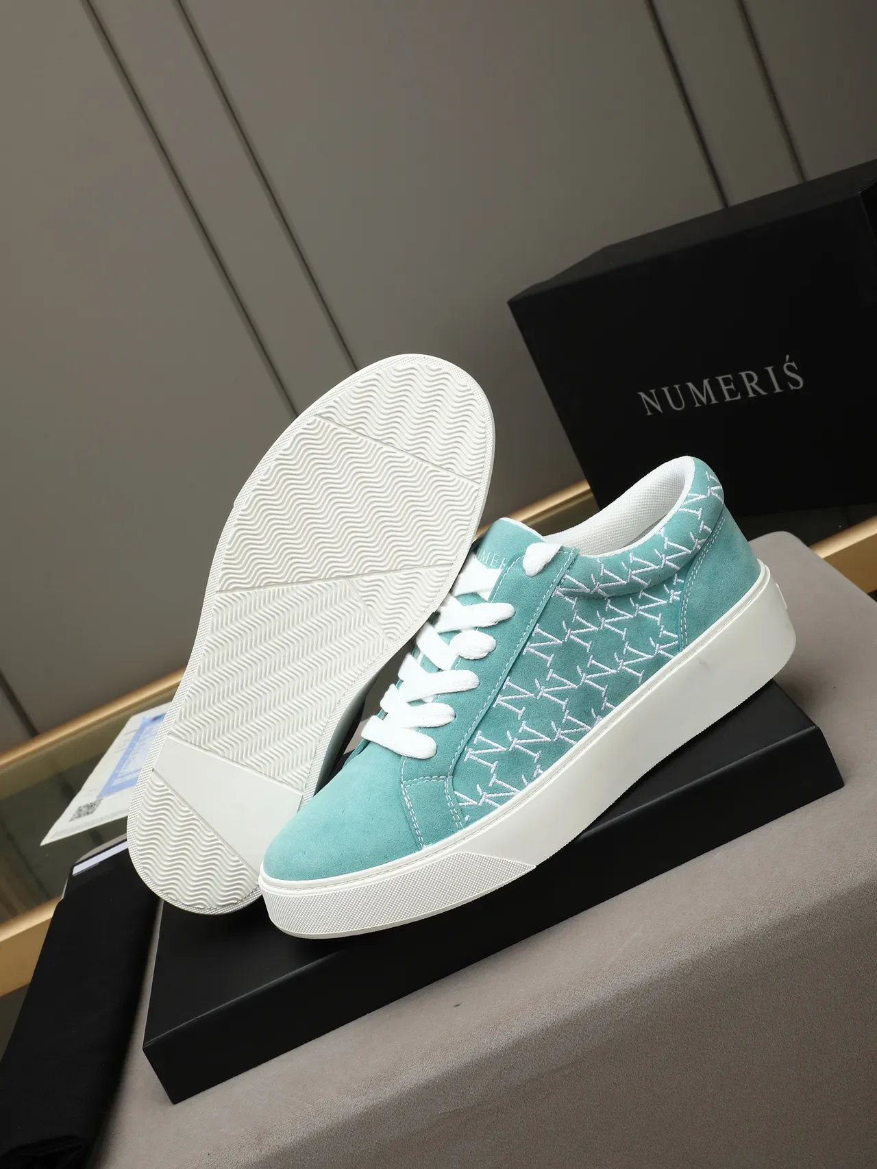 Mint Suede Monogram Platform Low-Top Lifestyle Sneakers 4