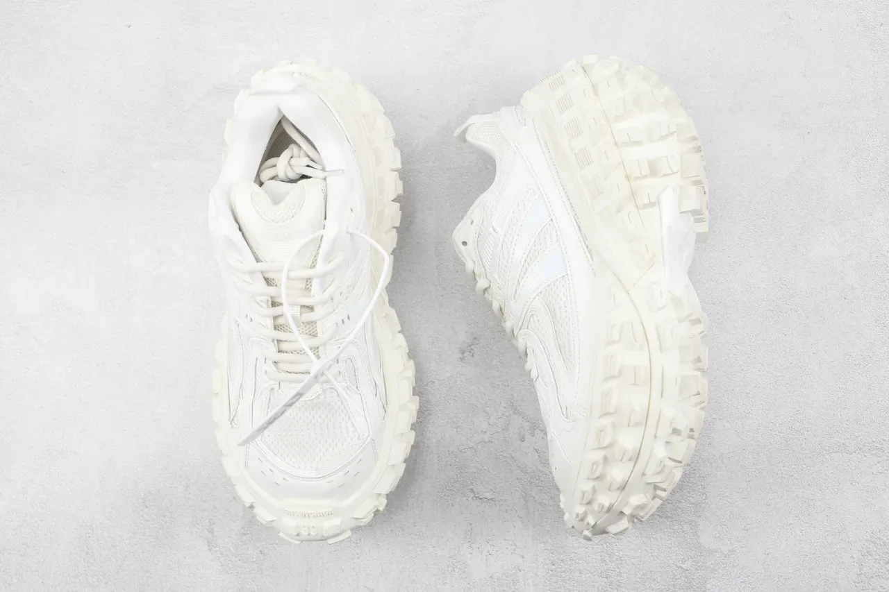 Monochrome White Mesh and Synthetic Chunky Silhouette Sneaker 3