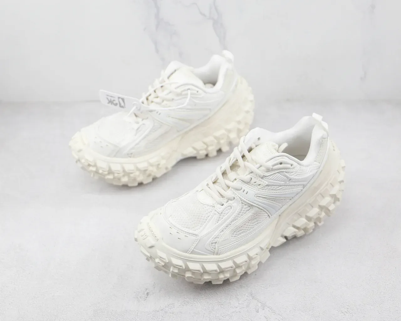 Monochrome White Mesh and Synthetic Chunky Silhouette Sneaker 4