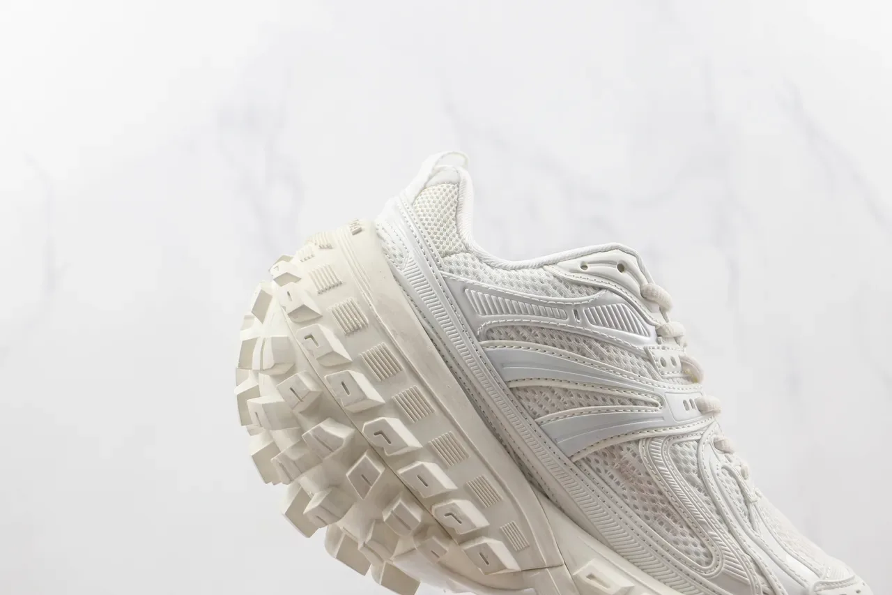Monochrome White Mesh and Synthetic Chunky Silhouette Sneaker 5