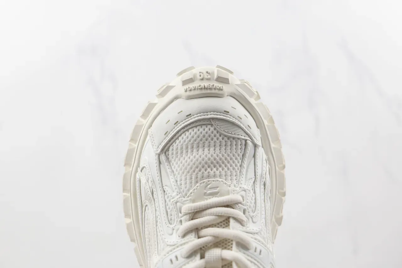 Monochrome White Mesh and Synthetic Chunky Silhouette Sneaker 6