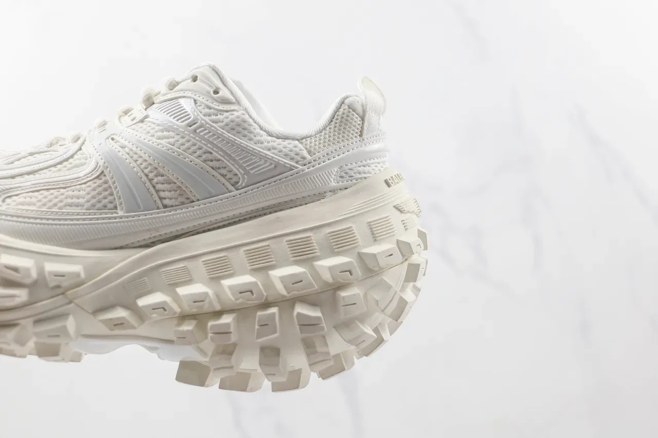 Monochrome White Mesh and Synthetic Chunky Silhouette Sneaker 7