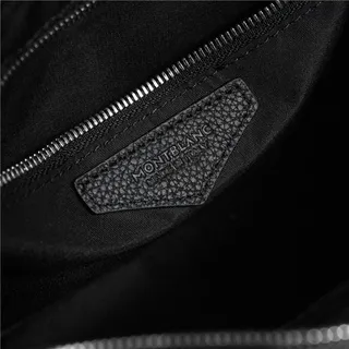 Montblanc Black Pebbled Leather Rectangular Zip-Top Handbag 2
