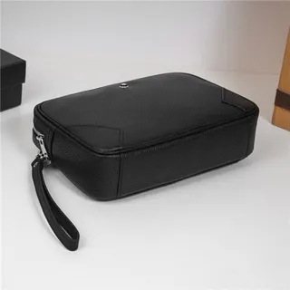 Montblanc Black Pebbled Leather Rectangular Zip-Top Handbag 6