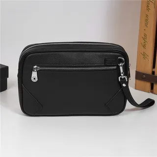 Montblanc Black Pebbled Leather Rectangular Zip-Top Handbag 7
