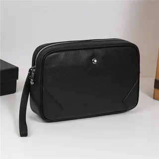 Montblanc Black Pebbled Leather Rectangular Zip-Top Handbag 9