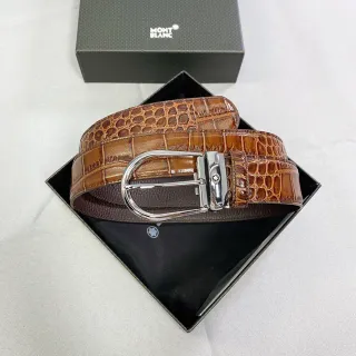 Montblanc Crocodile-Embossed Reversible Leather Belt