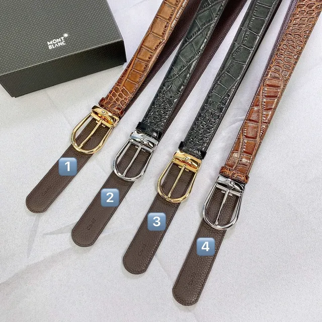 Montblanc मगरमछ-उभरी छाप वाली दोहरी चमड़ी की बेल्ट 2
