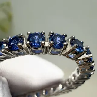 Multi-Stone Round Blue Gemstone Channel-Set Ring