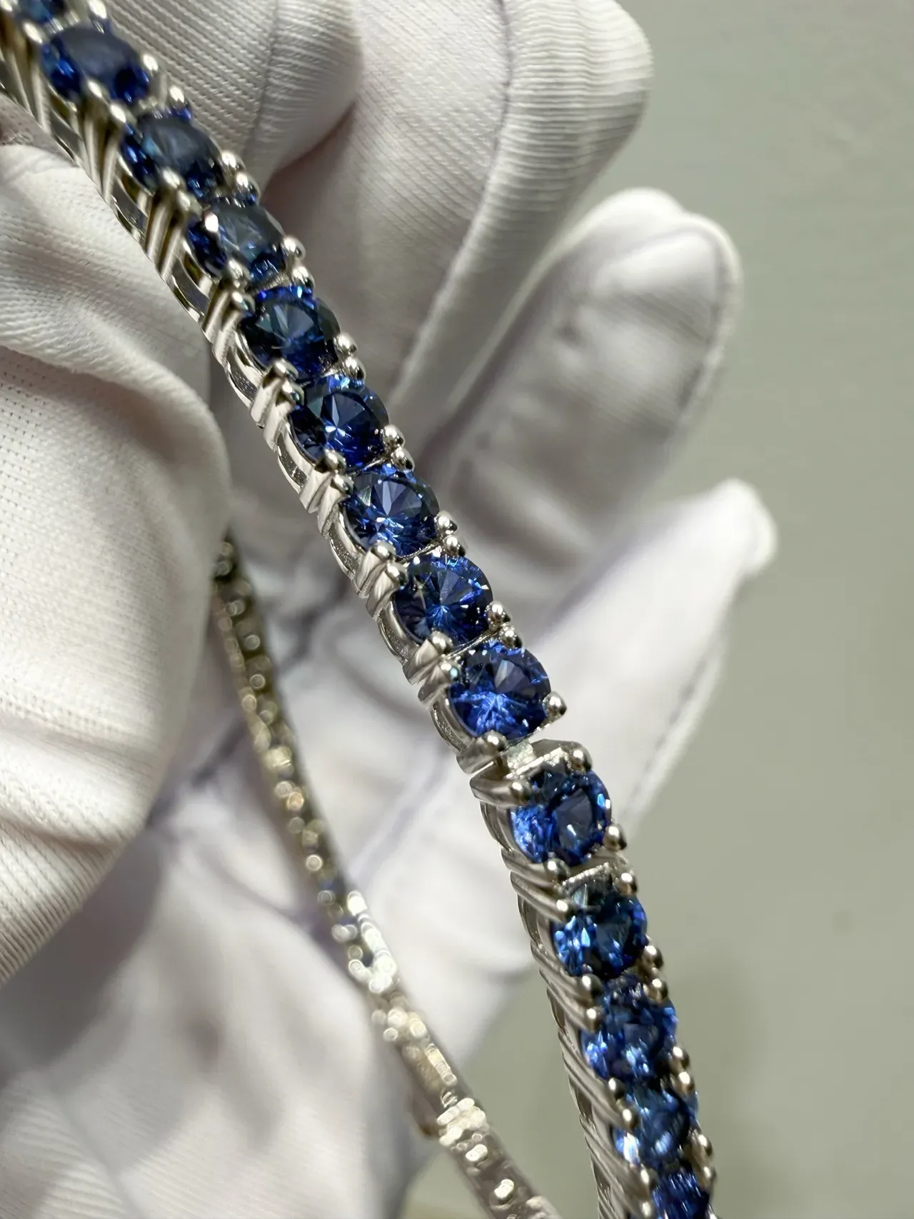 Multi-Stone Round Blue Gemstone Channel-Set Ring 7