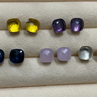 Brincos multicolores com corte em almofada facetados