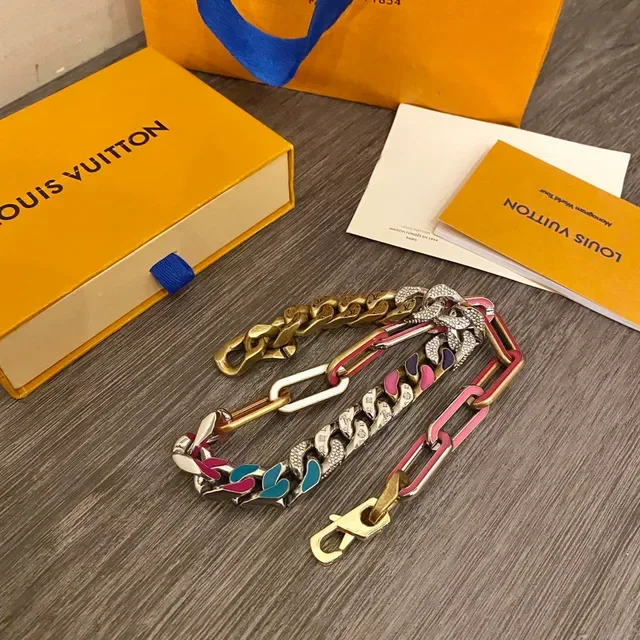 Multicolor Enamel Inlay Chunky Curb-Link Chain Necklace 3