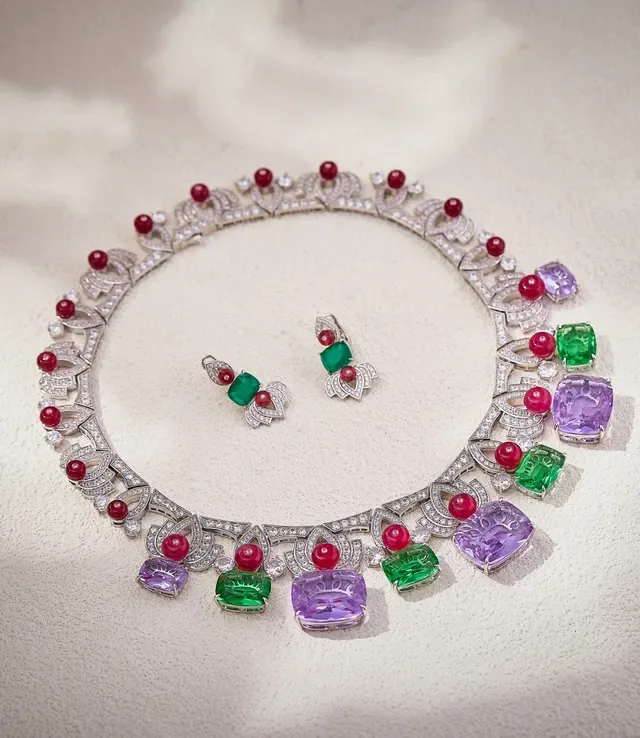 Multicolor Gemstone and Diamond Collar Necklace 5