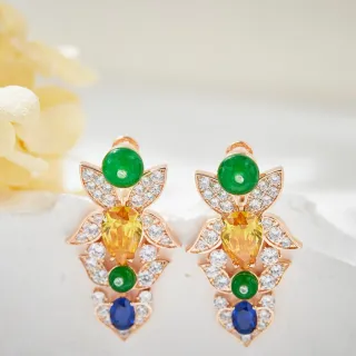 Multicolor Gemstone Floral Cascade Earrings