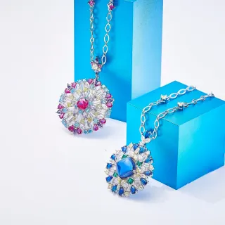 Colliers de pendentifs floraux en gemmes multicolores
