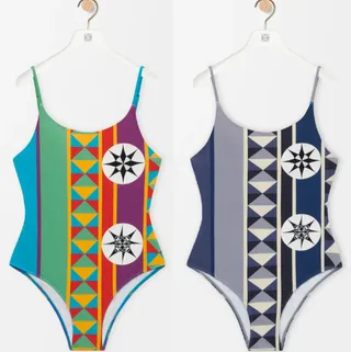 Multicolor Geometric Print Spaghetti Strap One-Piece Swimwear 1
