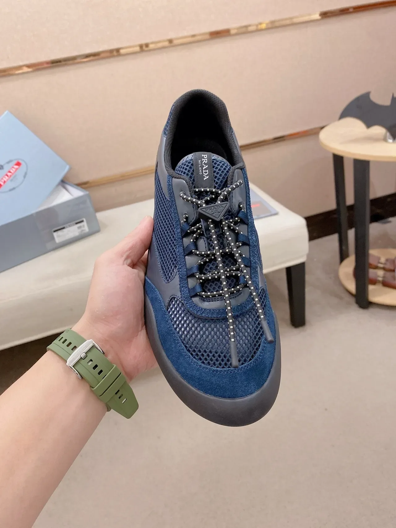 Navy and Charcoal Mesh-Suede Lifestyle Sneaker 5