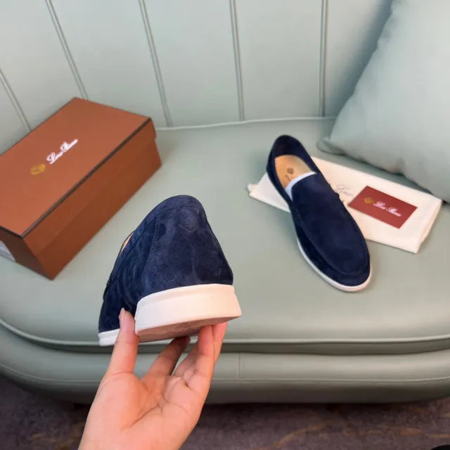 Navy Beige Suede Contrast Sole Loafer 3