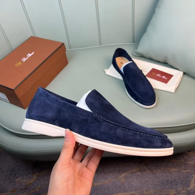 Navy Beige Suede Contrast Sole Loafer 4
