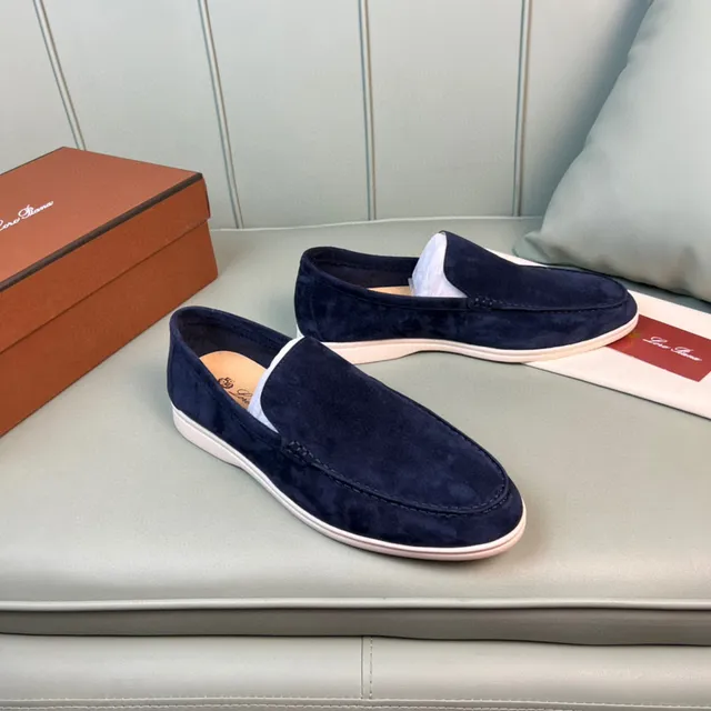 Navy Beige Suede Contrast Sole Loafer 8