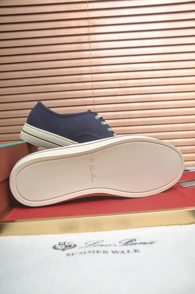 Navy Beige Upper Creme Rubber Sole Canvas Shoes 3