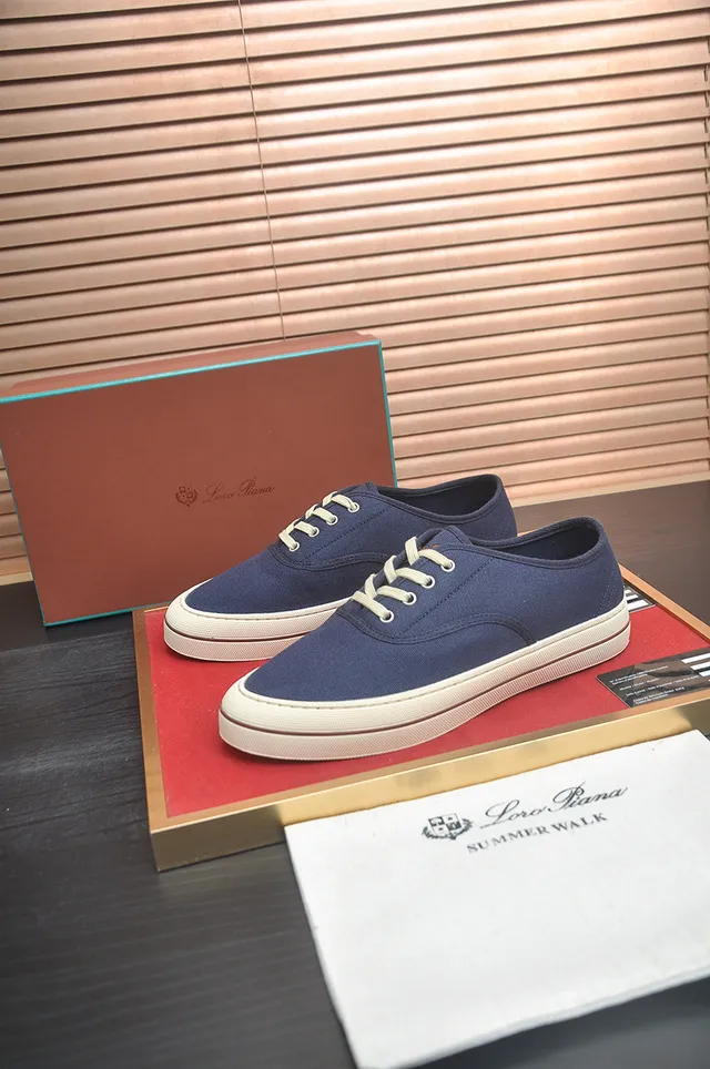 Navy Beige Upper Creme Rubber Sole Canvas Shoes 4