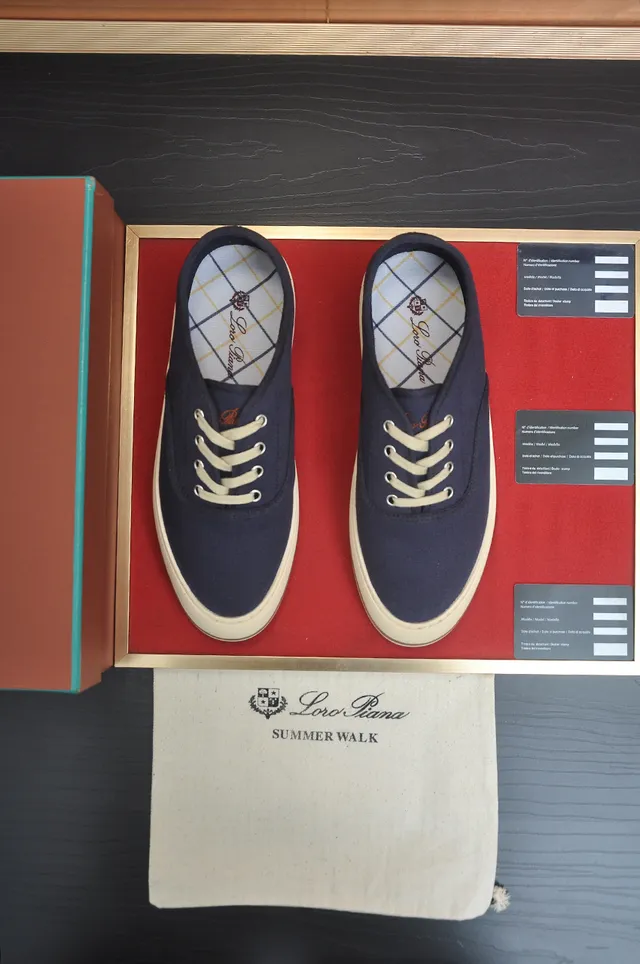 Navy Beige Upper Creme Rubber Sole Canvas Shoes 5