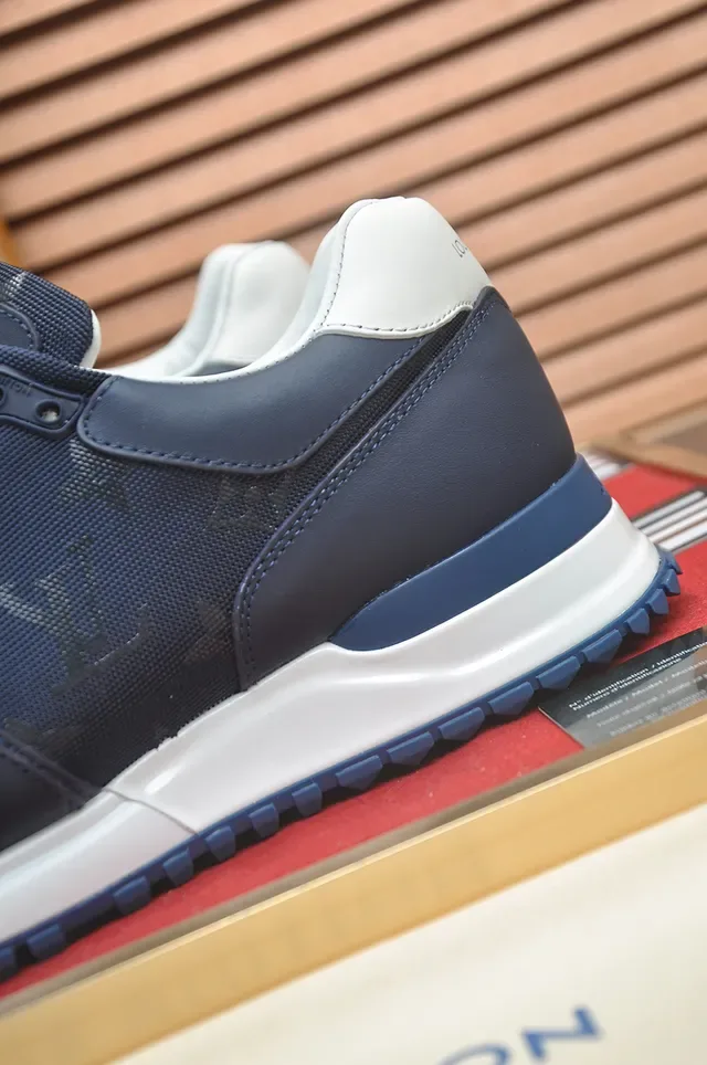Navy Blue and White Two-Tone Mesh-Synthetic Panel Lifestyle Sneaker 2