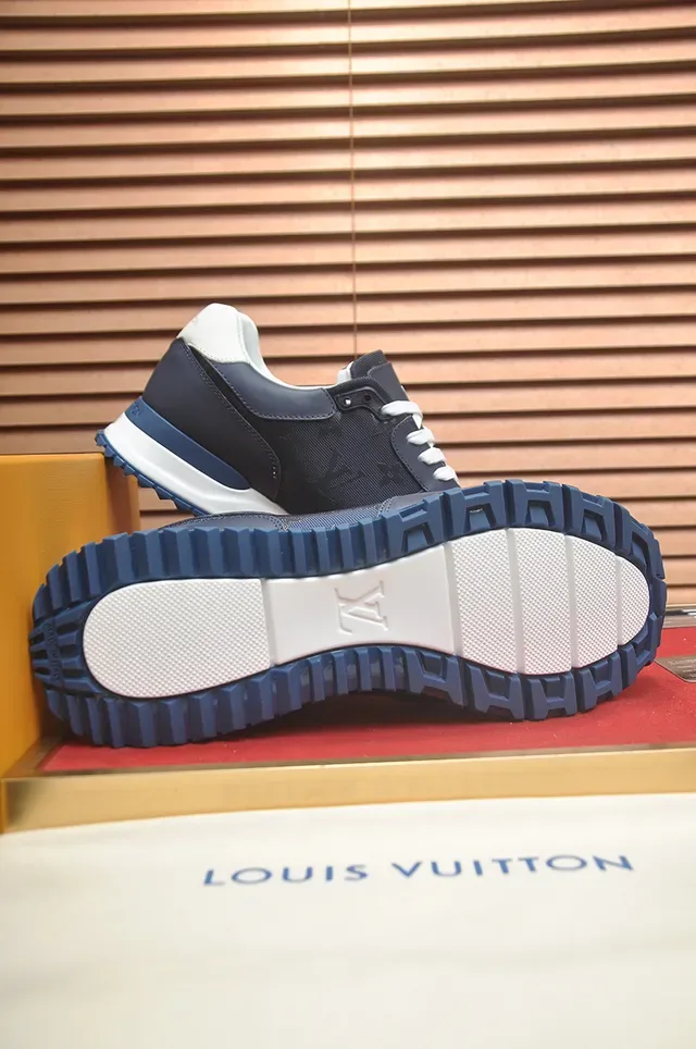 Navy Blue and White Two-Tone Mesh-Synthetic Panel Lifestyle Sneaker 3