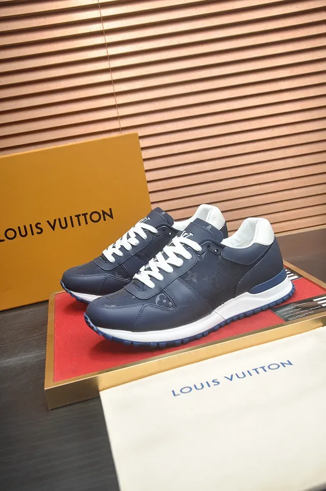 Navy Blue and White Two-Tone Mesh-Synthetic Panel Lifestyle Sneaker 4