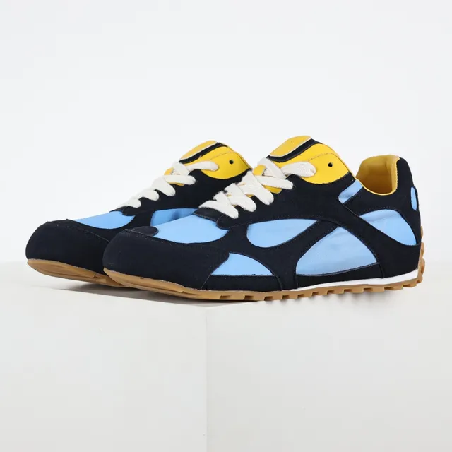 Navy Blue and Yellow Colorblocked Lifestyle Sneakers 1