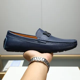 海军磨砂皮革 H-Buckle 一脚蹬乐福鞋