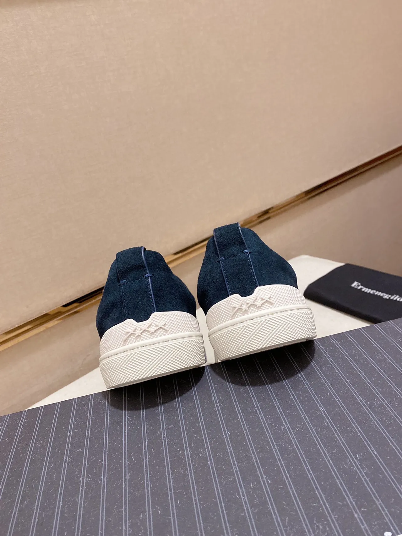 Navy Suede Slip-On Lifestyle Sneaker 4