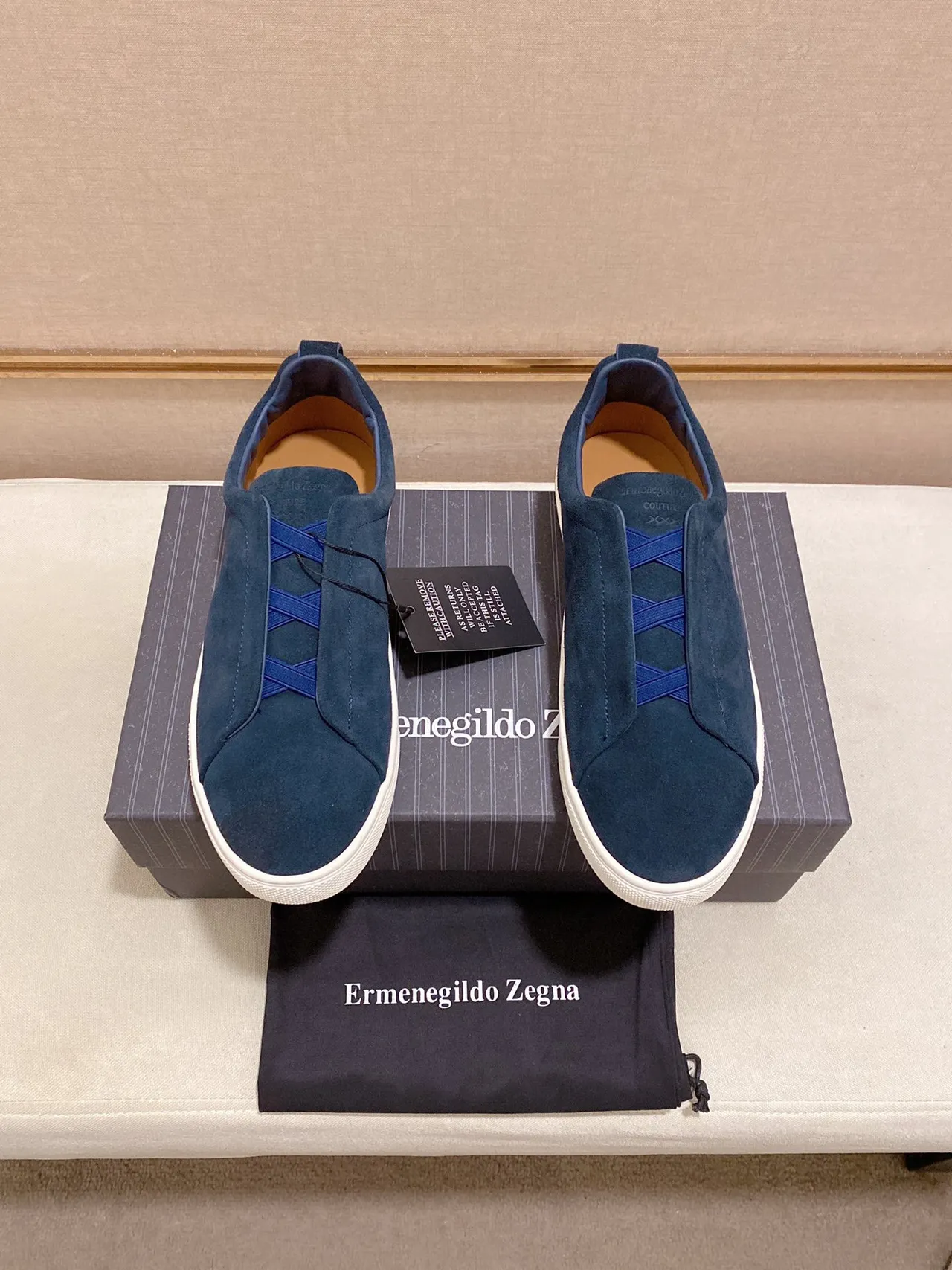 Navy Suede Slip-On Lifestyle Sneaker 5