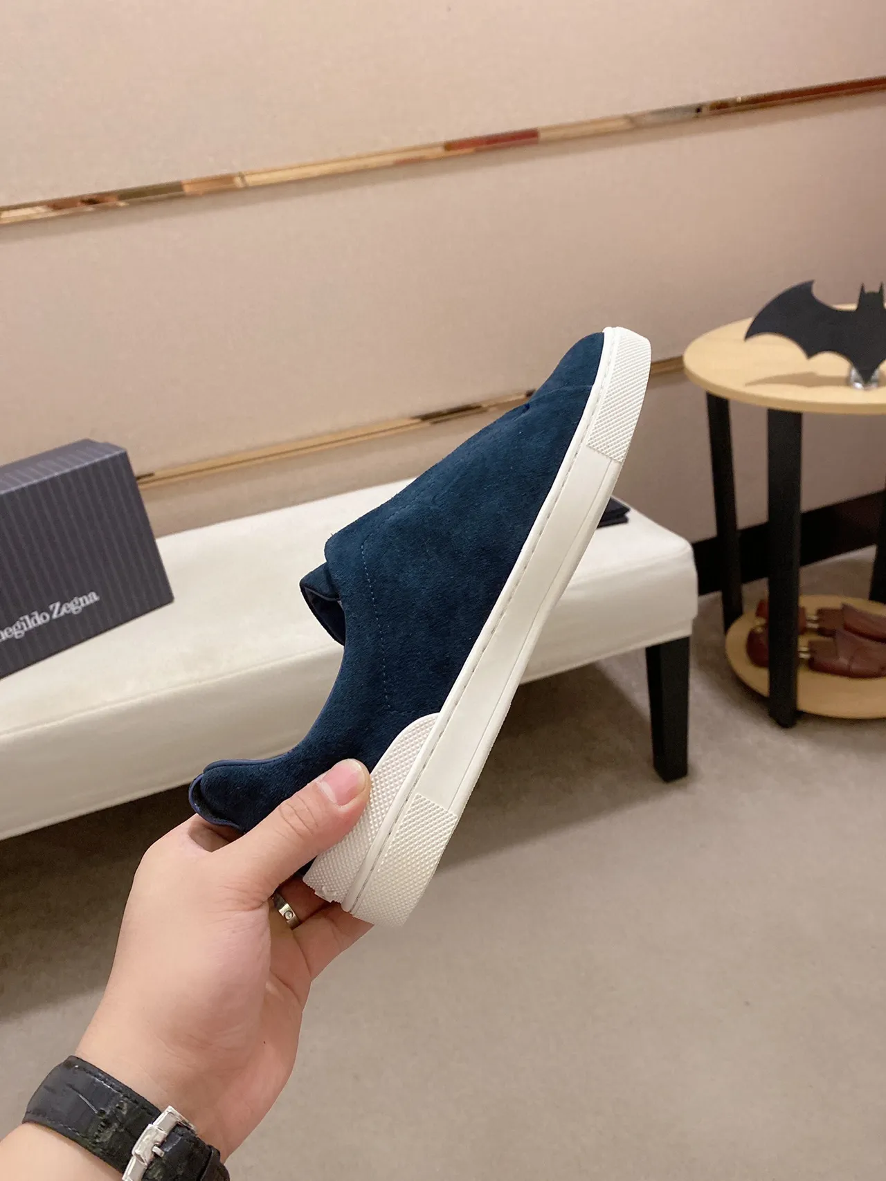 Navy Suede Slip-On Lifestyle Sneaker 7