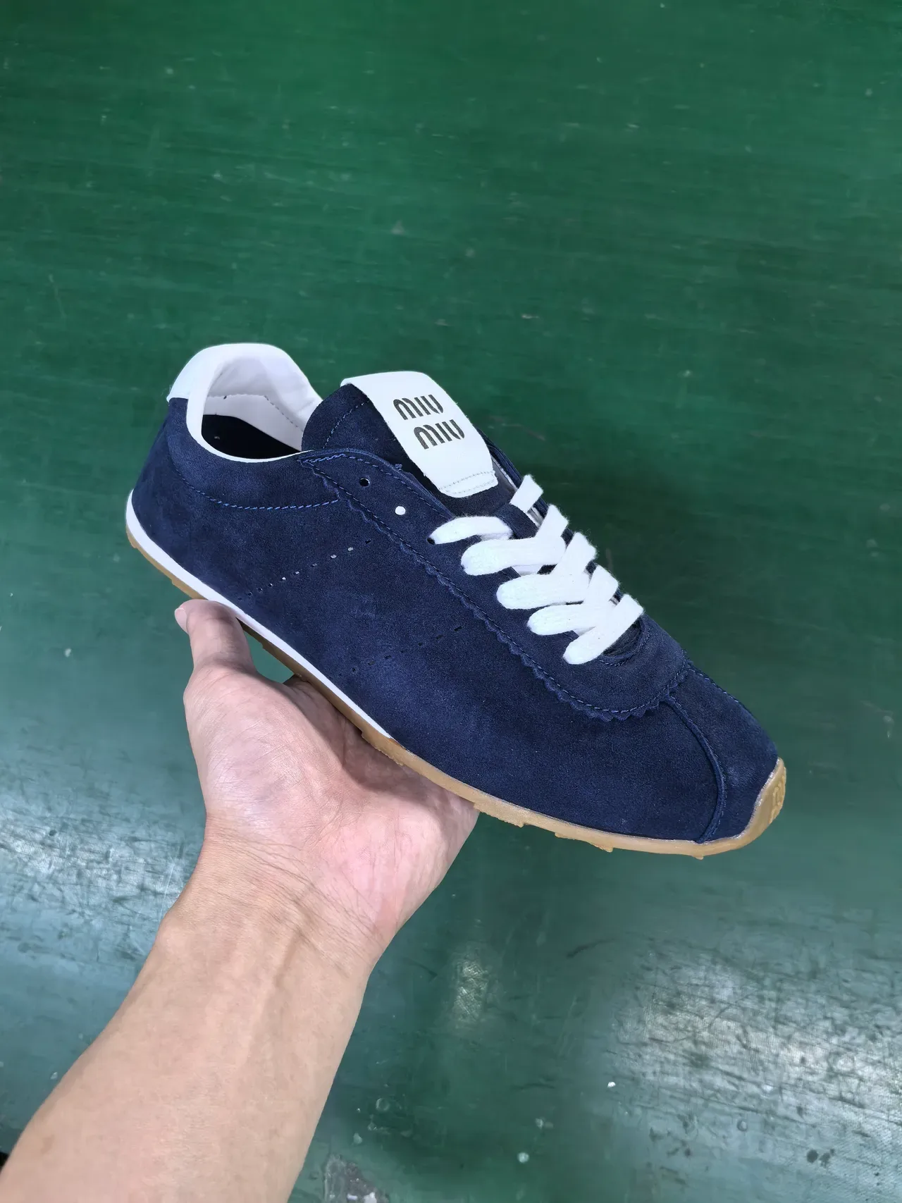 Navy White Suede Upper Laces And Trim Sneakers 2