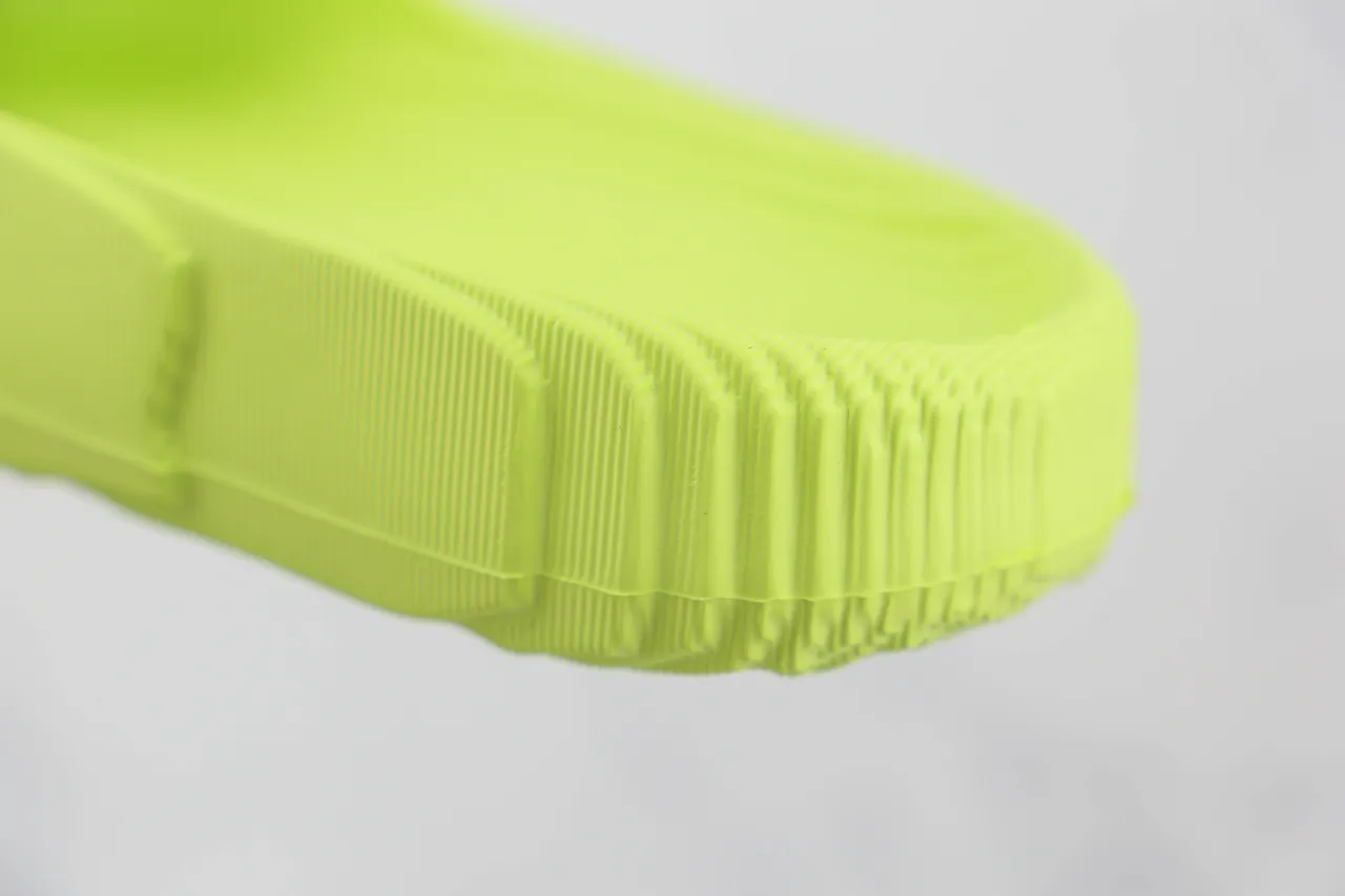 Neon Lime Green Molded Ribbed Slipper 2