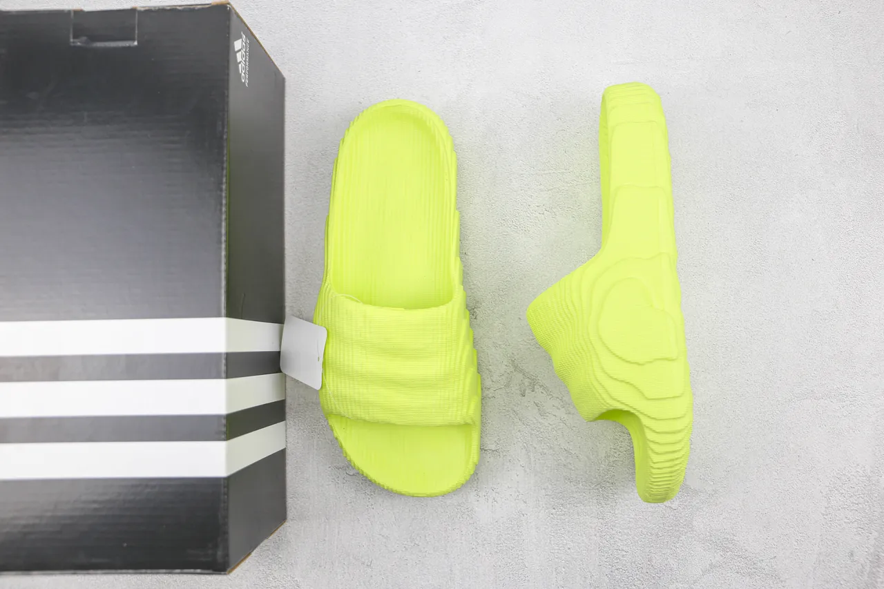 Neon Lime Green Molded Ribbed Slipper 5