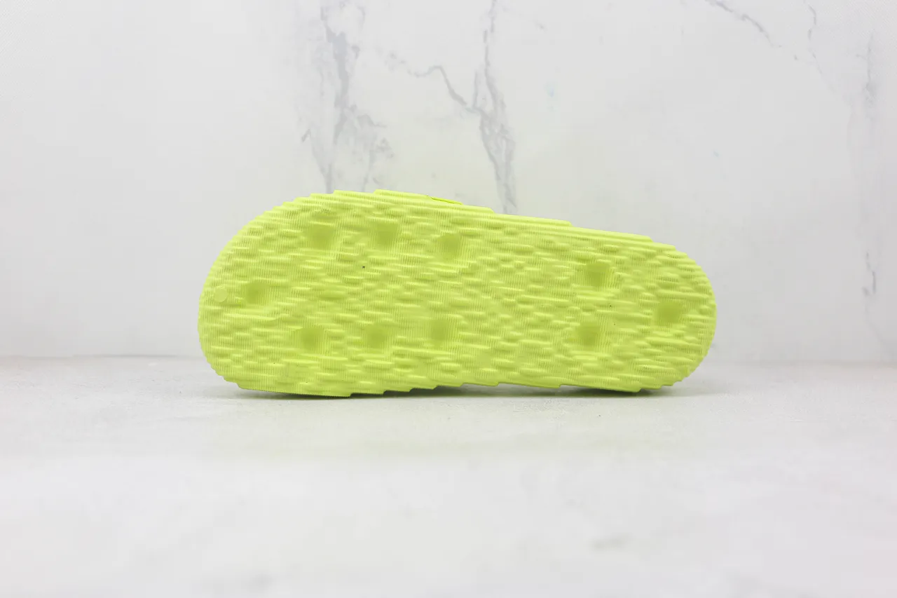 Neon Lime Green Molded Ribbed Slipper 6