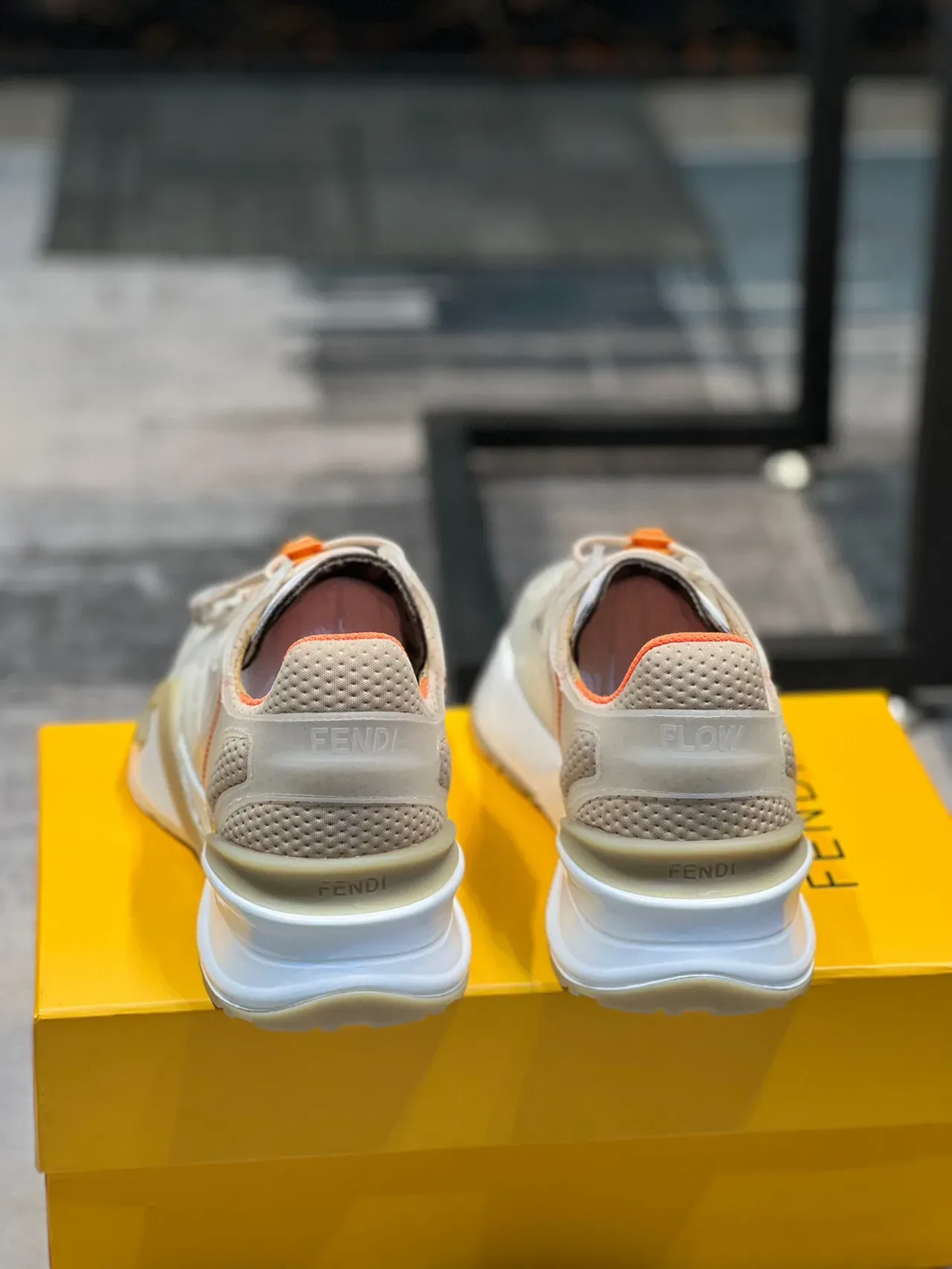 Off-White Cream and Orange Chunky Lifestyle Sneaker 2