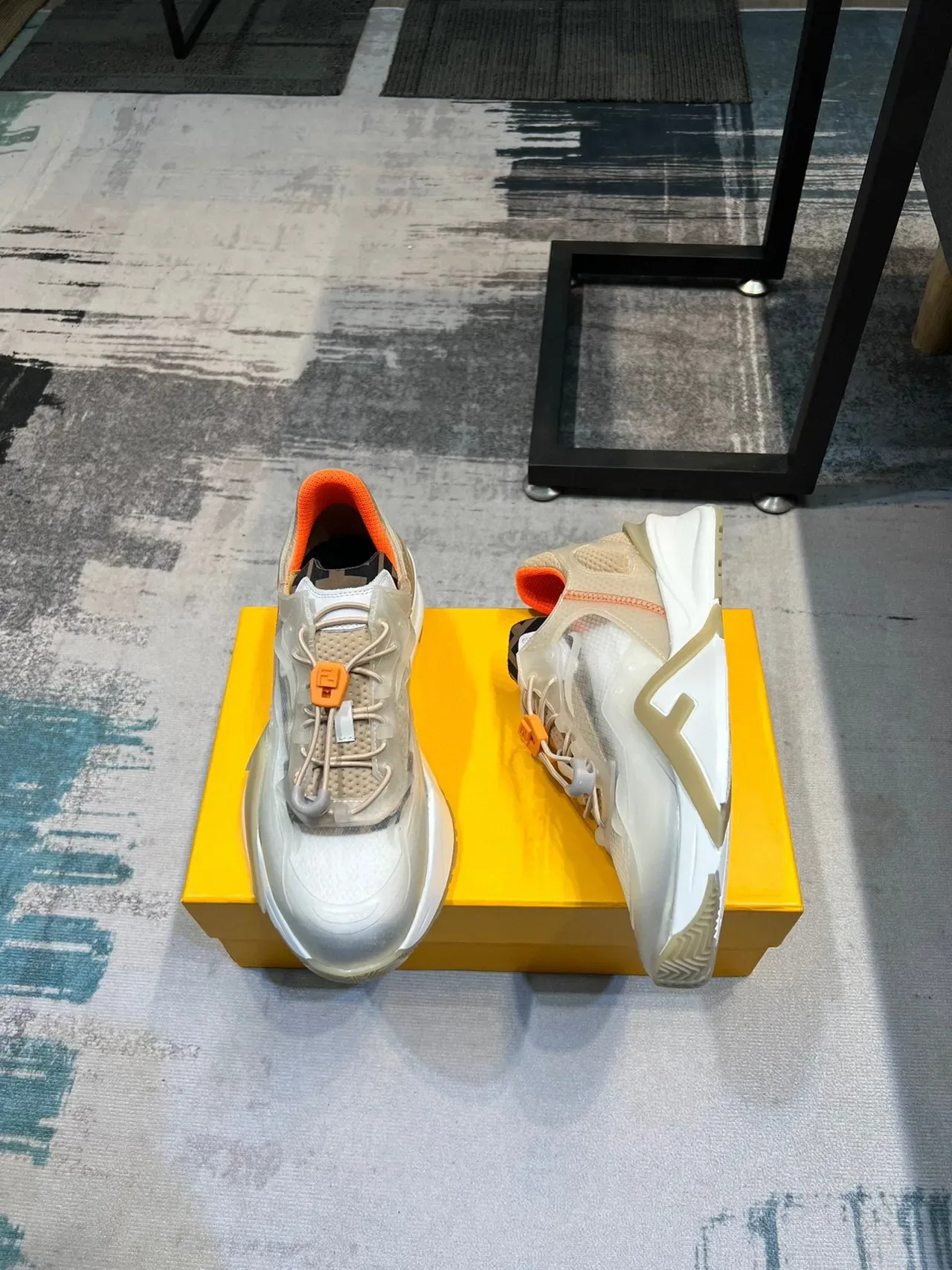 Off-White Cream and Orange Chunky Lifestyle Sneaker 3