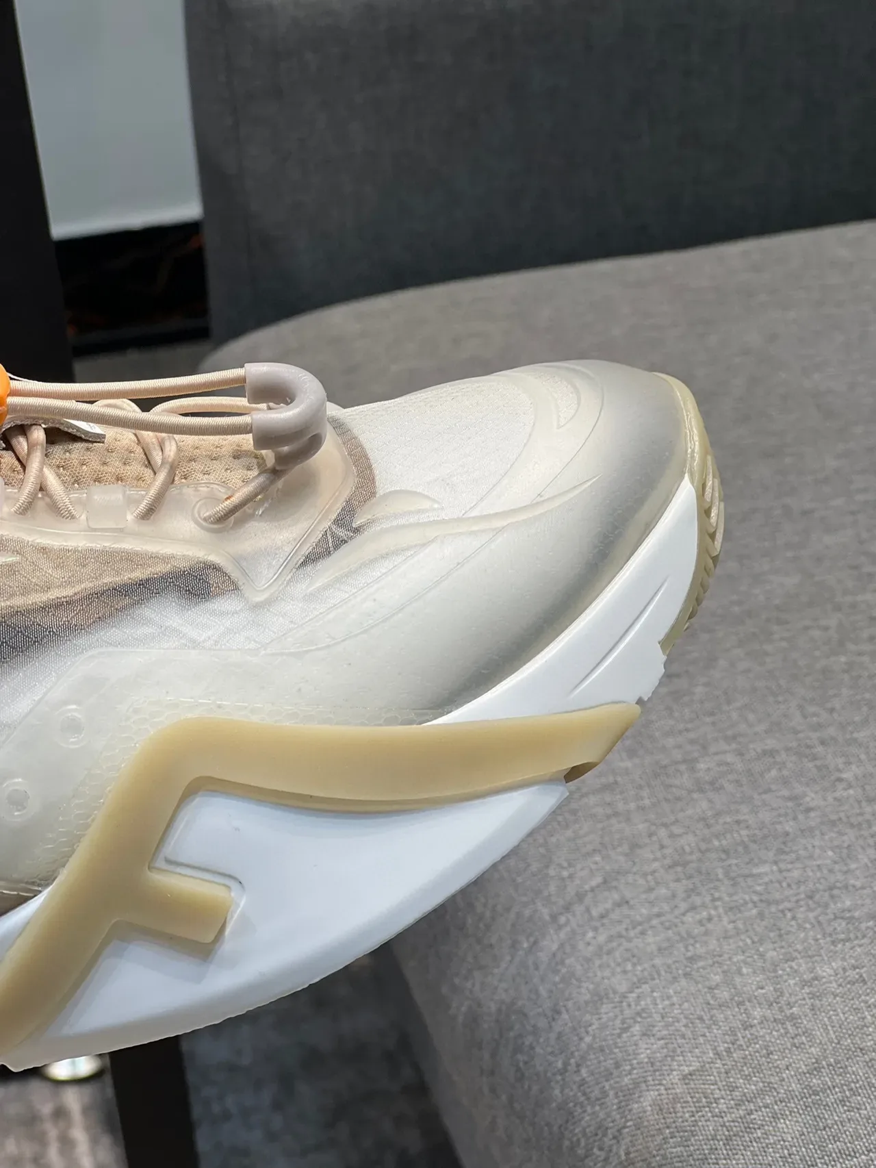 Off-White Cream and Orange Chunky Lifestyle Sneaker 4