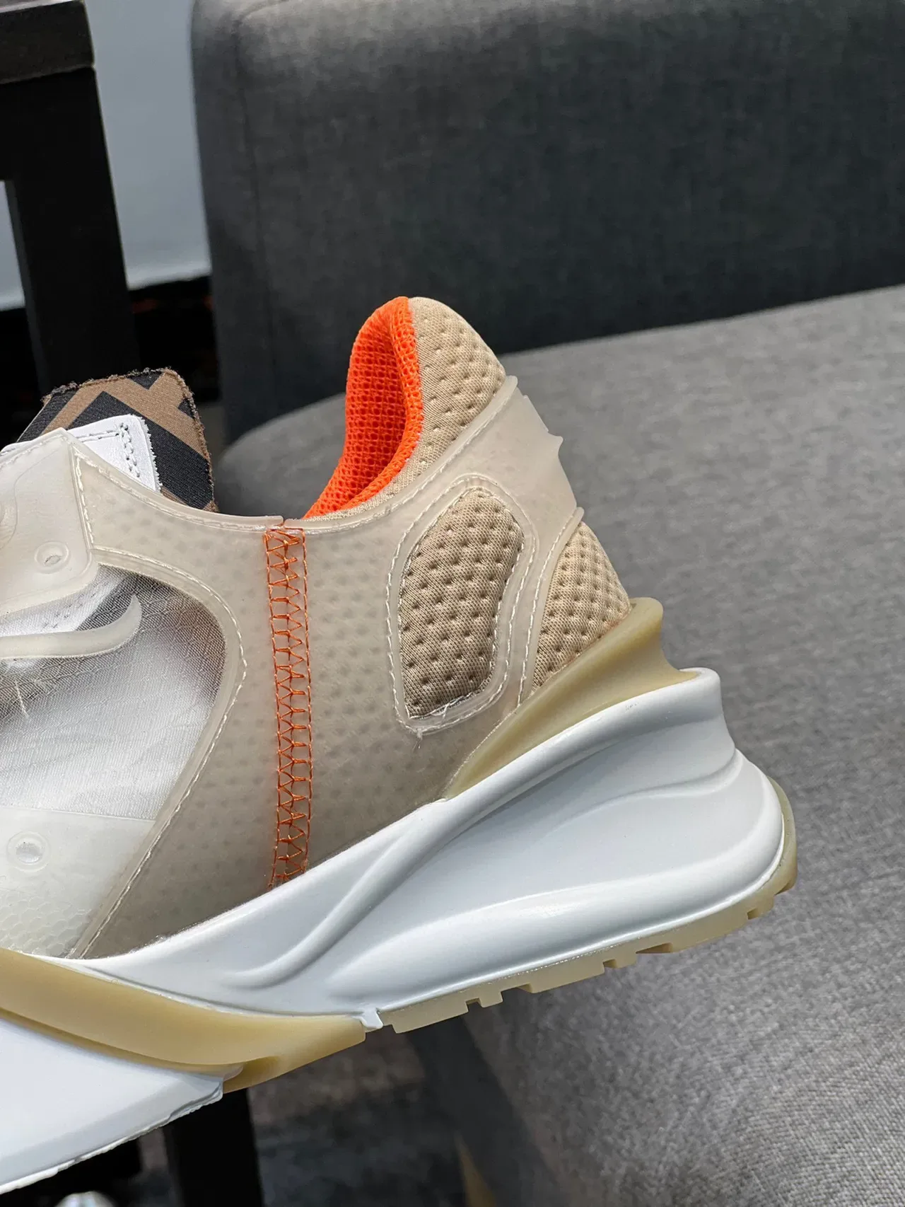 Off-White Cream and Orange Chunky Lifestyle Sneaker 8