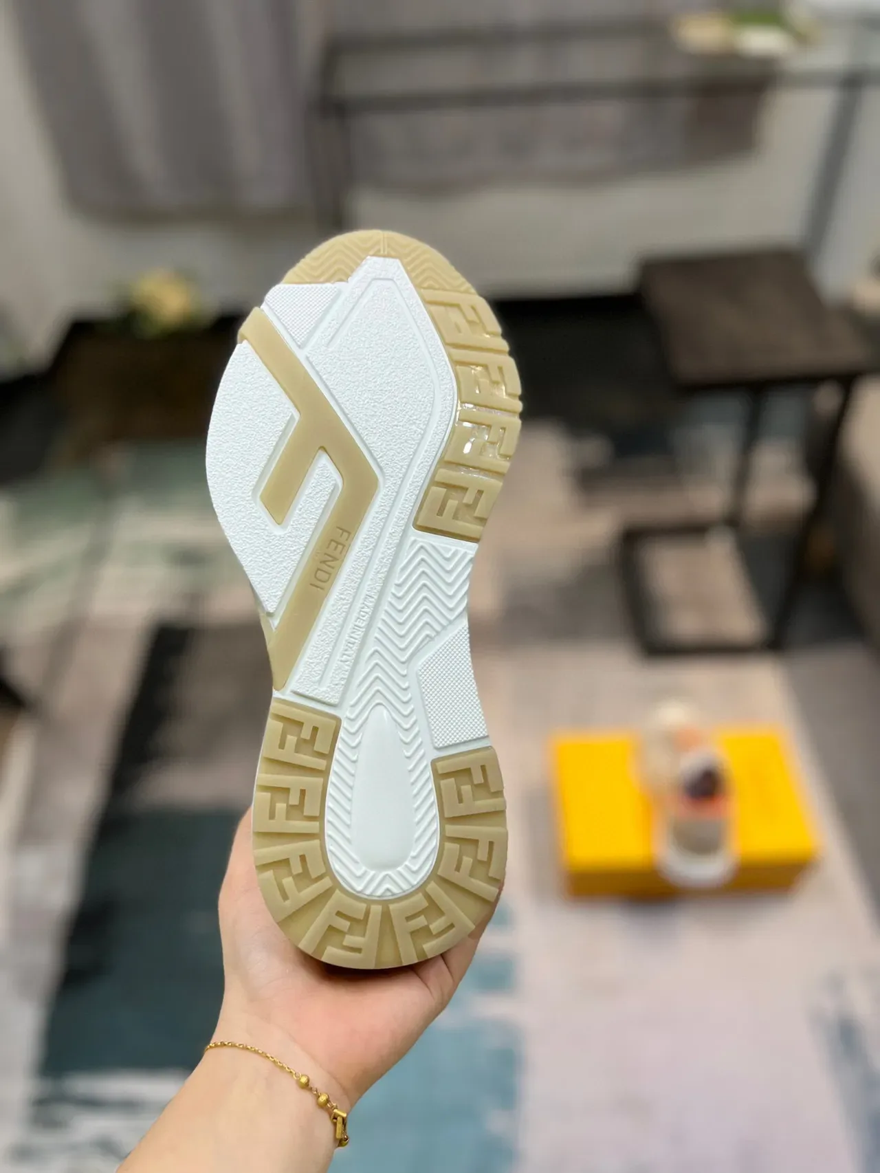 Off-White Cream and Orange Chunky Lifestyle Sneaker 9