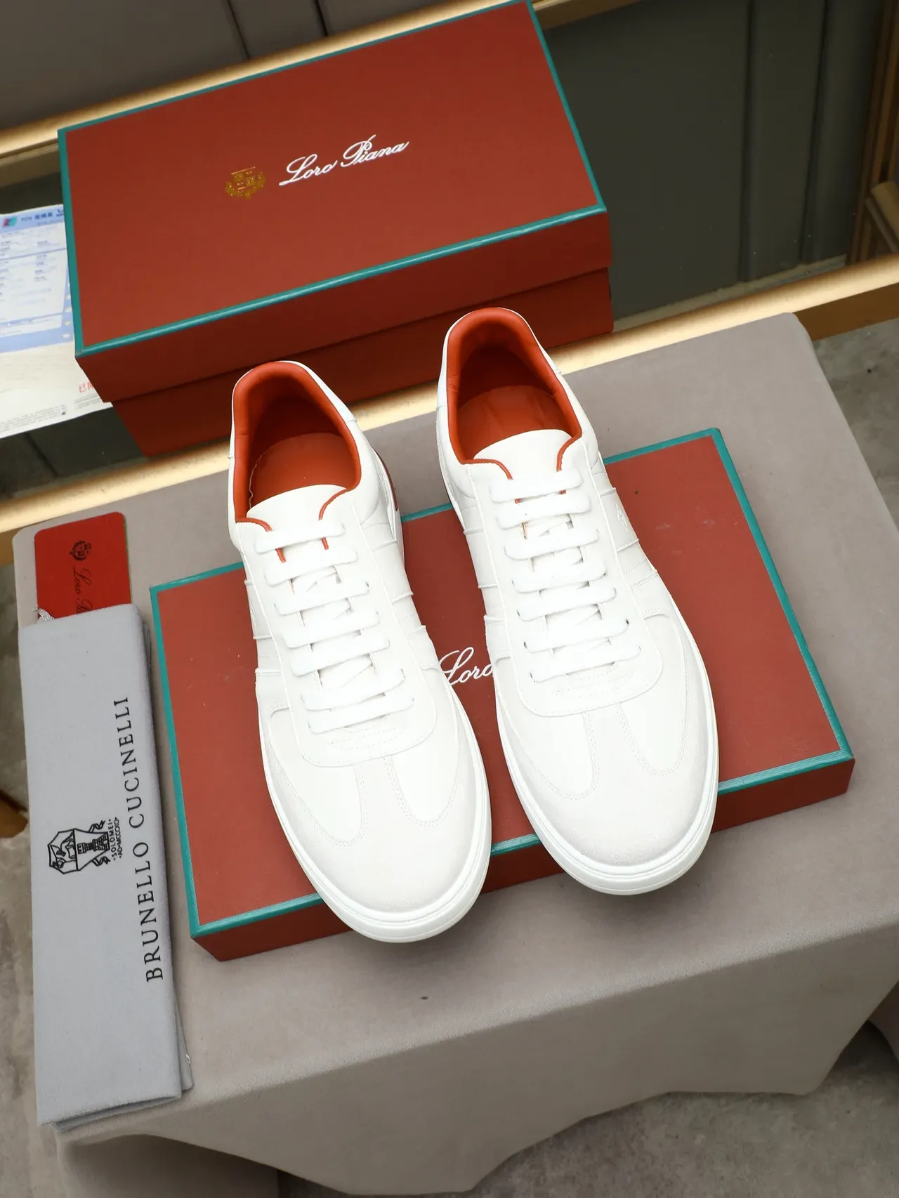 Off-White Cream and Orange Suede-Leather Panelled Lifestyle Sneaker 3