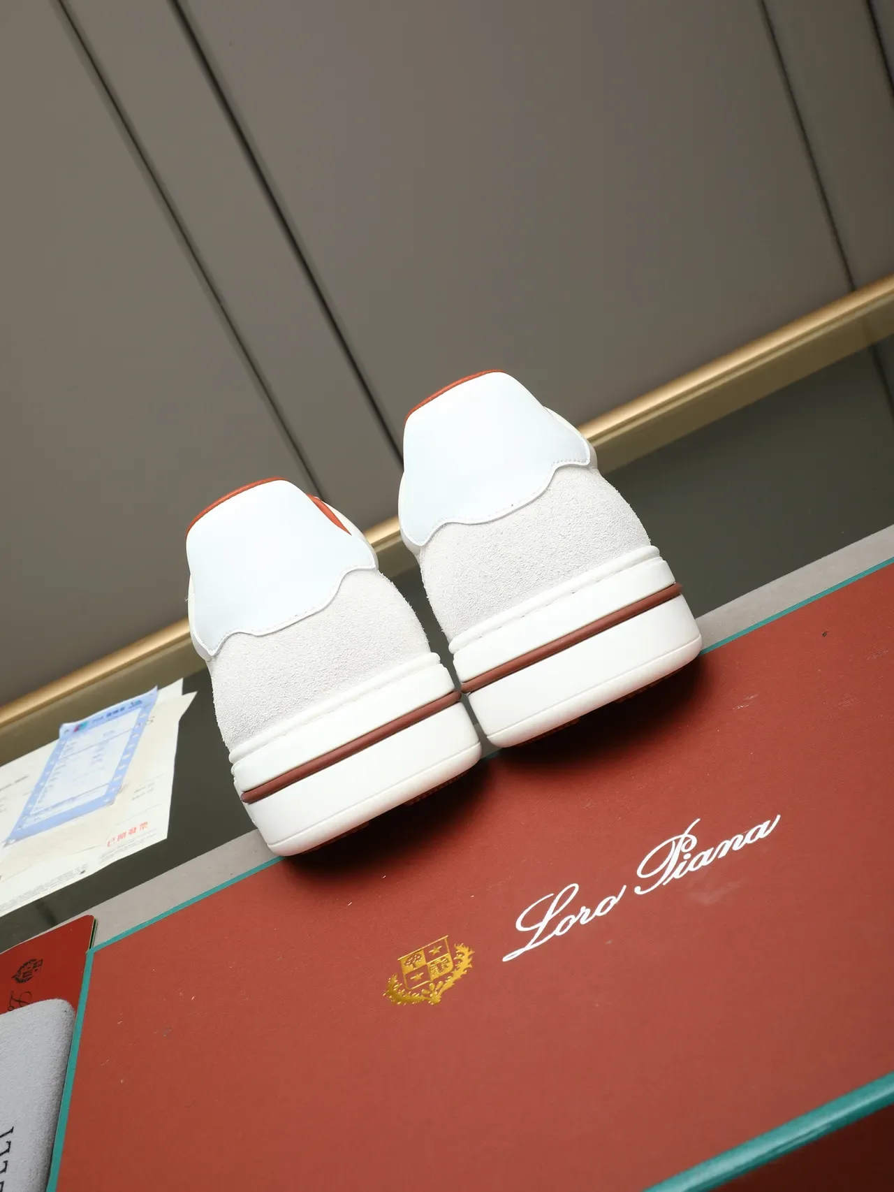 Off-White Cream and Orange Suede-Leather Panelled Lifestyle Sneaker 4