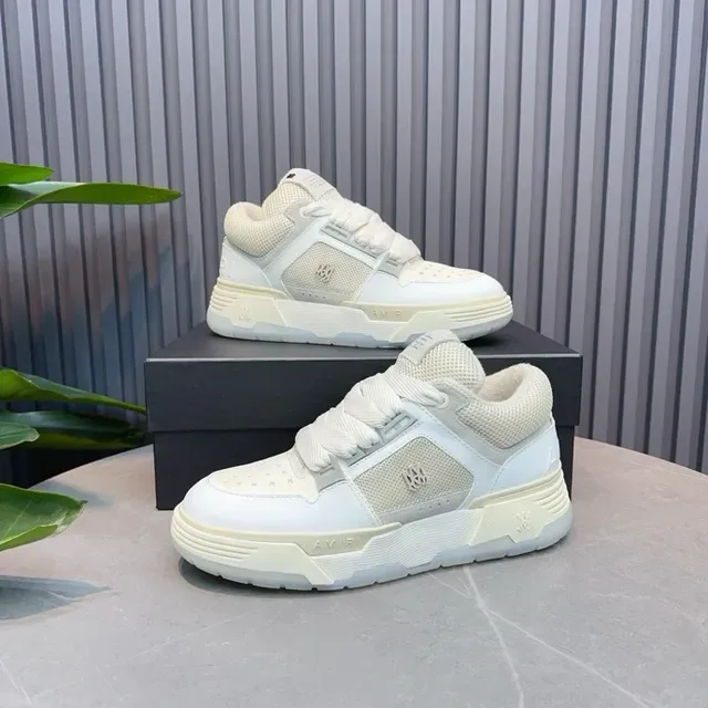Off-White Cream Layered Panel Low-Top Lifestyle Sneakers 7