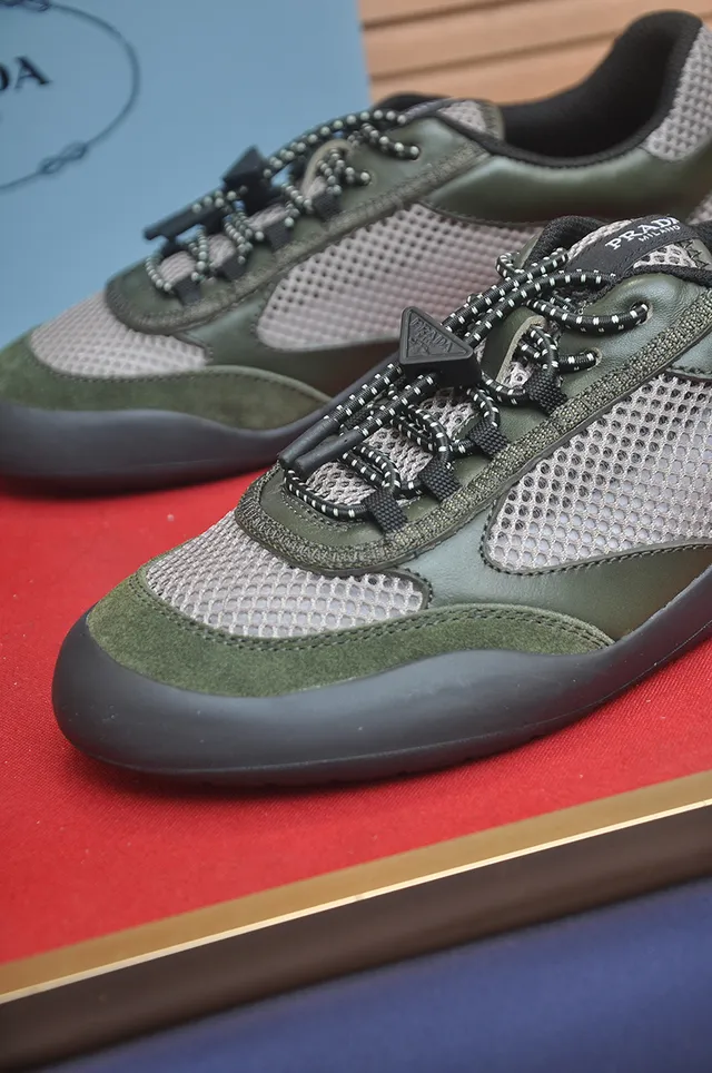 Olive Green and Gray Mesh Panel Laceless Sneaker 2