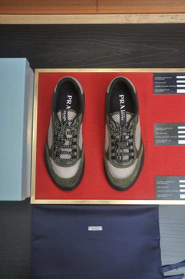 Olive Green and Gray Mesh Panel Laceless Sneaker 5
